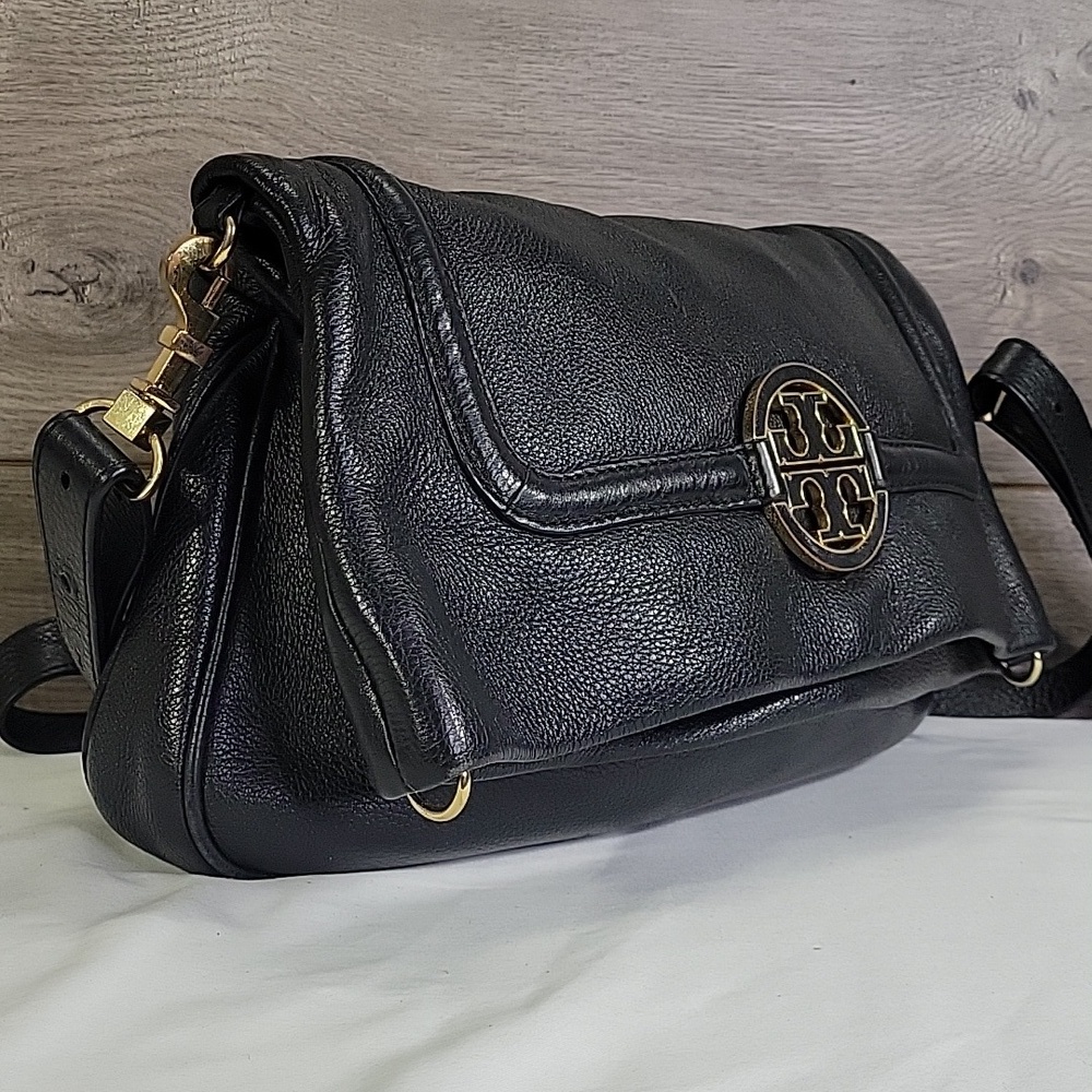 Tory Burch Black Leather Flap Crossbody Shoulder Bag - Picture 2 of 15